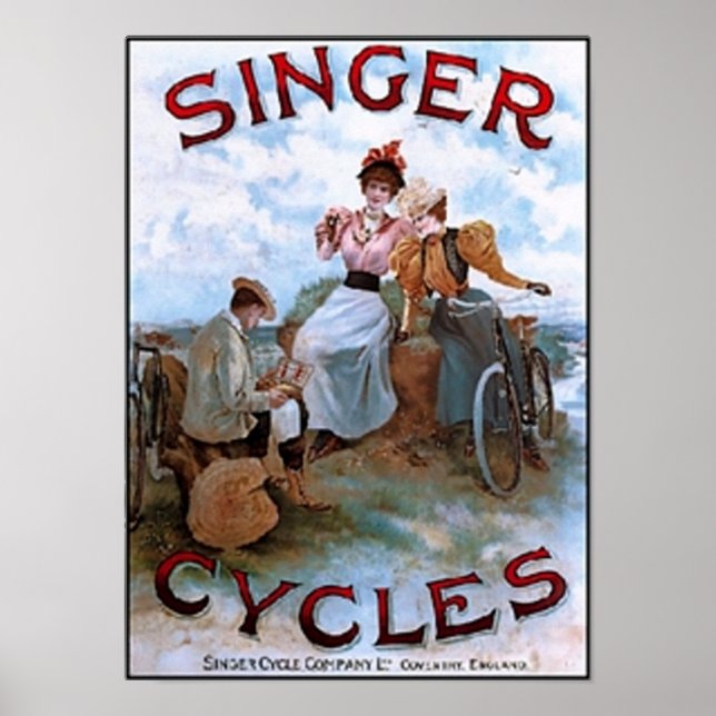 Vintage Singer Cycles Ad Poster (Framsidan)
