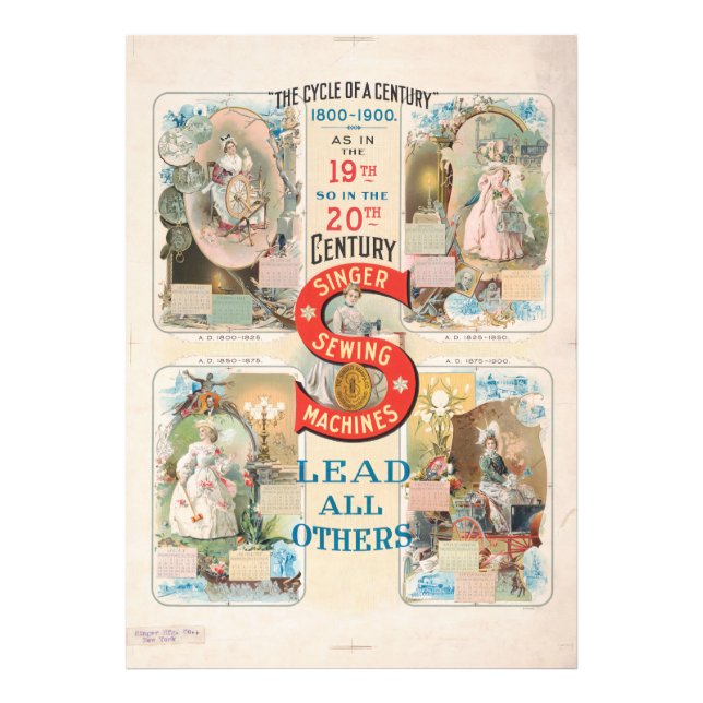 Vintage Singer Sewing Maskin Ad Fototryck (Framsidan)