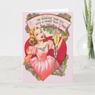 Vintage Singer Valentine Greeting Card Helgkort