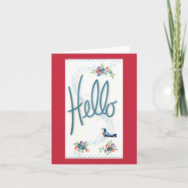 Vintage Singing Bird Hej Card Kort (Framsida)