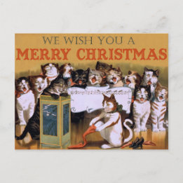 Vintage Singing Cats Christmas Greeting Helg Vykort