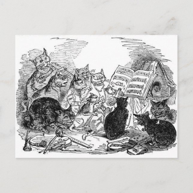 Vintage Singing Cats Vykort (Framsida)