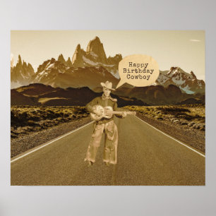 Vintage Singing Cowboy Birthday Poster