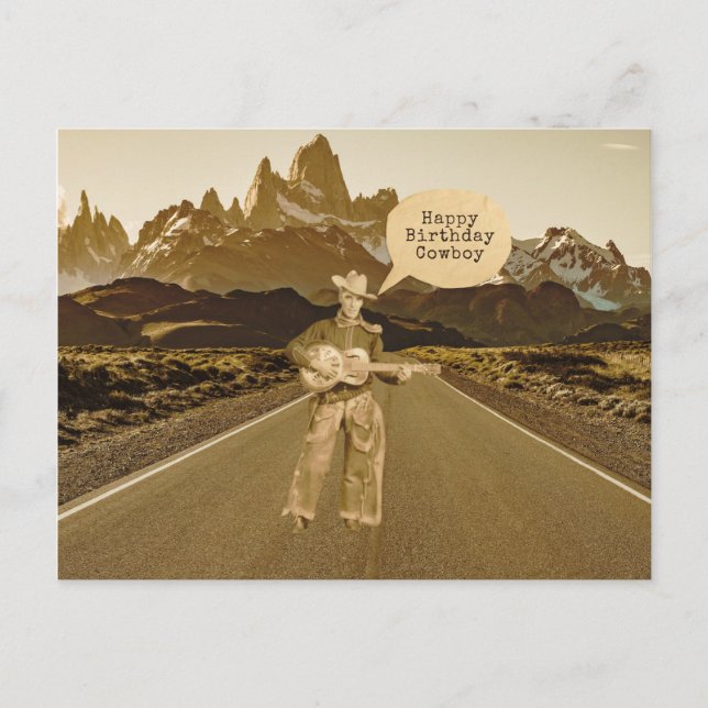 Vintage Singing Cowboy Birthday Vykort (Framsida)
