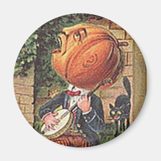 Vintage Singing Pumpkin Man Magnet (Framsidan)