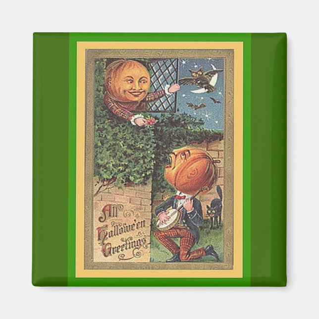 Vintage Singing Pumpkin Man Magnet (Framsidan)