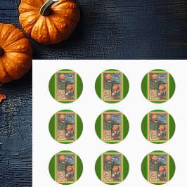 Vintage Singing Pumpkin Man Runt Klistermärke