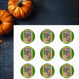 Vintage Singing Pumpkin Man Runt Klistermärke