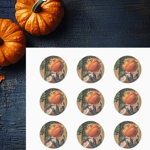 Vintage Singing Pumpkin Man Runt Klistermärke