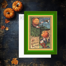 Vintage Singing Pumpkin Man Vykort