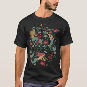 Vintage Sirener i Oceanen – Blå T Shirt