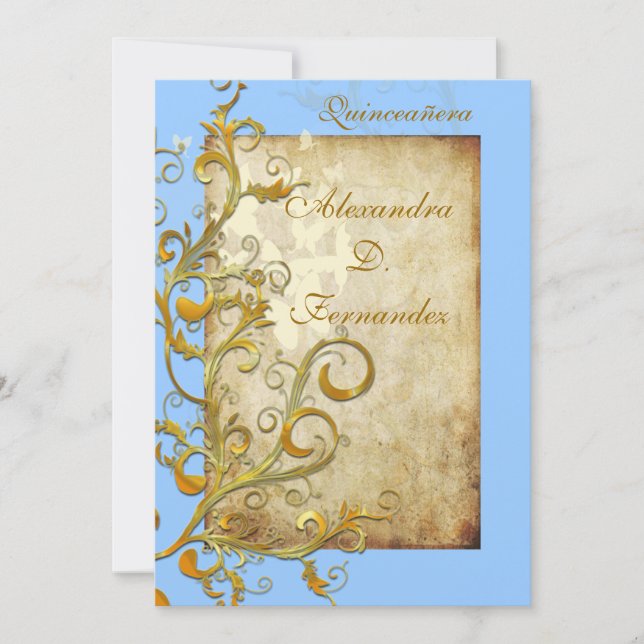 Vintage sirliga virvlar/fjärilar inbjudningar (Framsida)