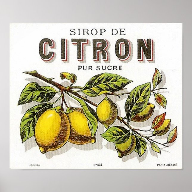 Vintage Sirop de Citron Ad - Poster (Framsidan)
