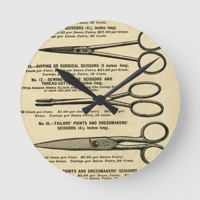 Vintage Sissar Advert Rund Klocka (Framsida)