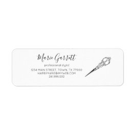 Vintage Sissors Salon Business Address Label Returadress Etikett