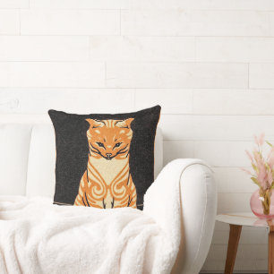 Vintage Sittande Orange Katt av Julie de Graag Kudde