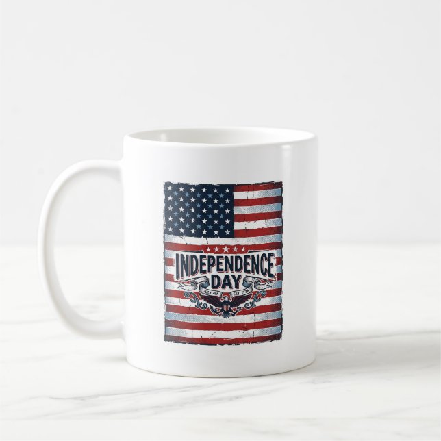 Vintage Självständighetsdag Flagga Tröja Kaffemugg (Vänster)