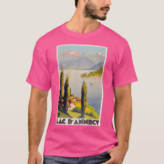 Vintage Sjö Annecy Frankrike Travel T Shirt