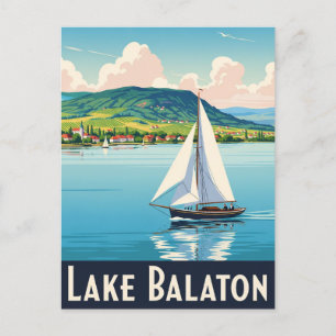 Vintage Sjö Balaton Hungary Travel Vykort