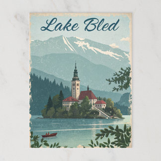 Vintage Sjö Bled: Ökyrkvån Vykort