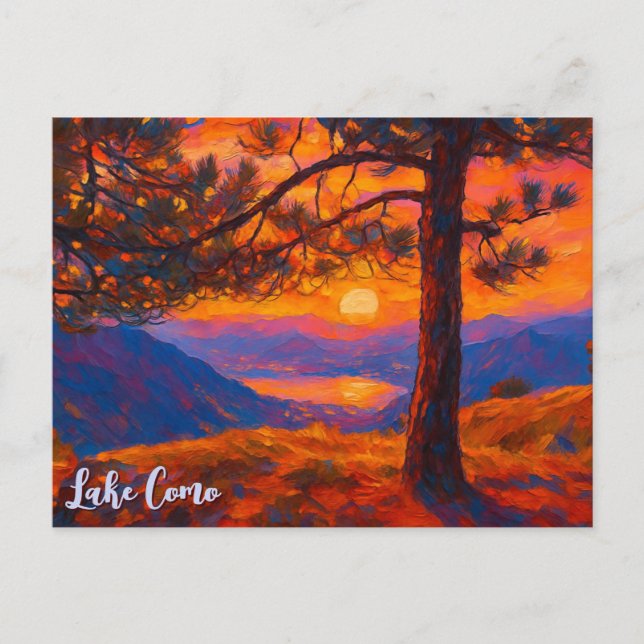 Vintage Sjö Como Italien Retro Mountains Vykort (Framsida)