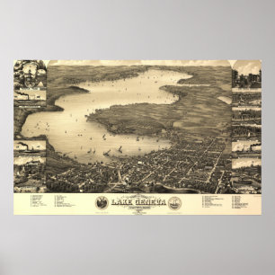 Vintage Sjö Genève Karta Poster