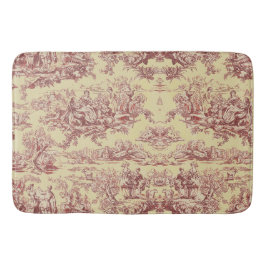 Vintage sjö gult - röd toile de jouy badrumsmatta