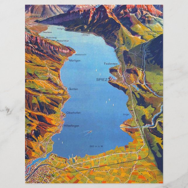 Vintage Sjö i Thun Schweiz Travel (Framsida)