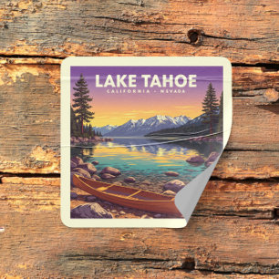 Vintage Sjö Tahoe California Nevada Fyrkantigt Klistermärke