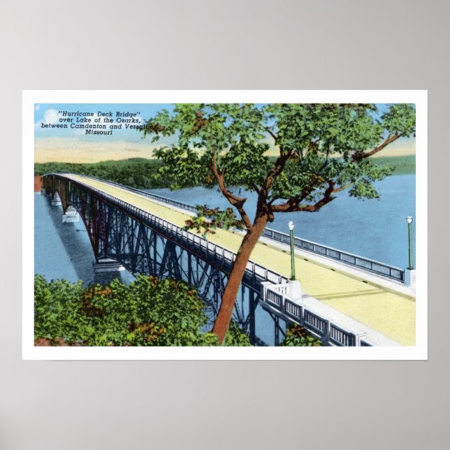 Vintage Sjö vid Ozarks, orkanen Deck-bron Poster (Framsidan)