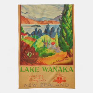 Vintage Sjö Wanaka New Zealand Travel Kökshandduk