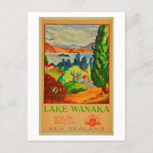 Vintage Sjö Wanaka New Zealand Travel Postcard Vykort