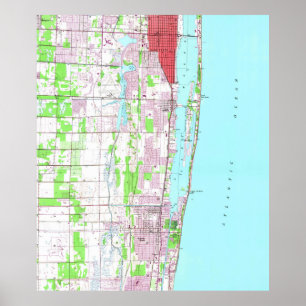 Vintage Sjö Worth & Boynton Beach FL Karta (1945) Poster