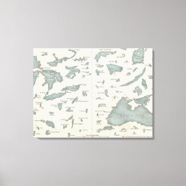 Vintage Sjöar av världskartan (1860) Canvastryck (Framsida)
