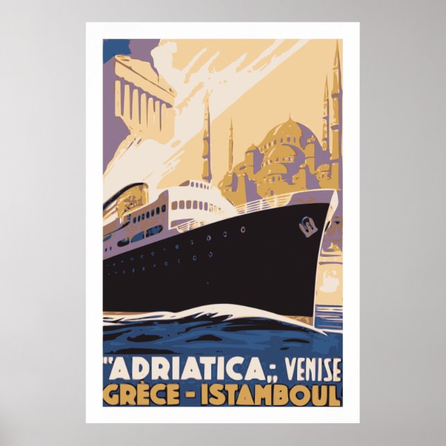 Vintage, sjöfartslinje ad Venedig, Grekland, Istan Poster (Framsidan)