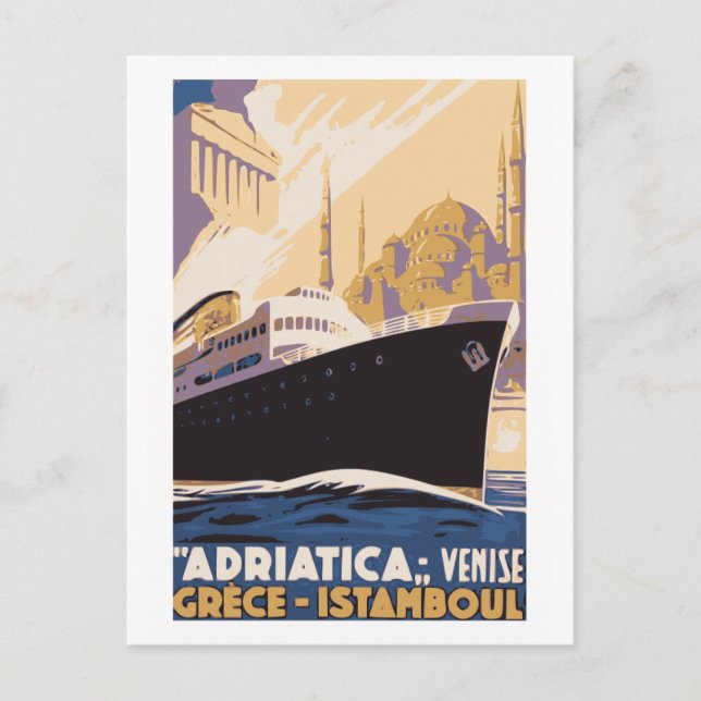 Vintage, sjöfartslinje ad Venedig, Grekland, Istan Vykort (Framsida)