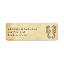 Vintage Sjöhästar i Kärlek Ocean Beach Adress