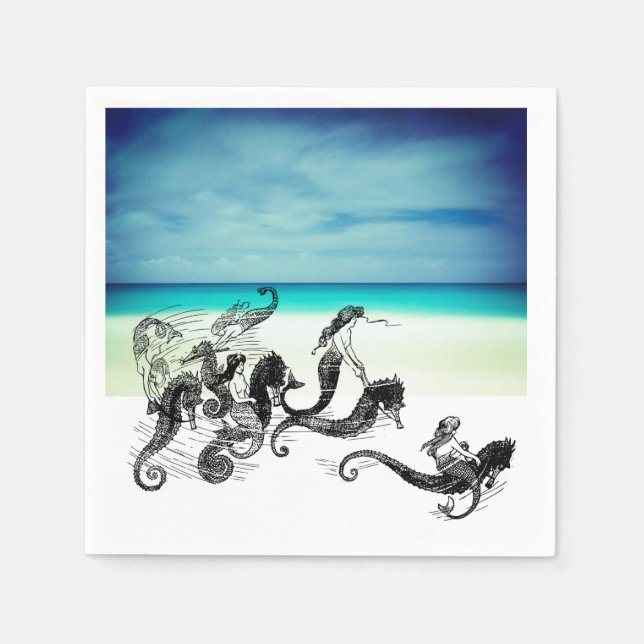 Vintage Sjöjungfru Napkins Pappersservett (Framsidan)