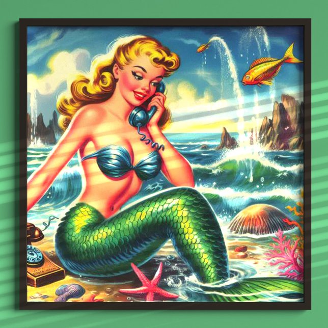 Vintage Sjöjungfru Pin Up Poster (Skapare uppladdad)