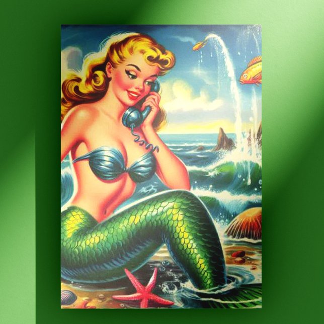 Vintage Sjöjungfru Pin Up Vykort (Skapare uppladdad)