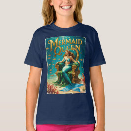 Vintage Sjöjungfru Queen Girls Retro Ocean Princes T Shirt