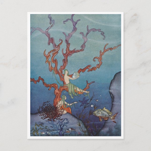 Vintage Sjöjungfruar Sea Nymphs vykort (Framsida)