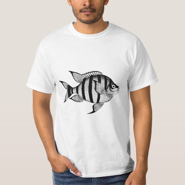 Vintage sjöliv havsdjur illustration t shirt (Framsida)