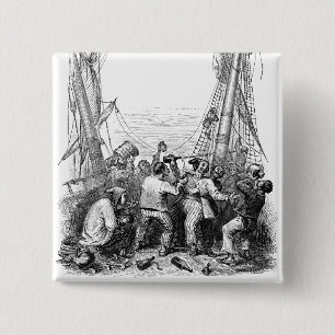 Vintage sjörövare och ett skeppsbrutet piratskepp knapp