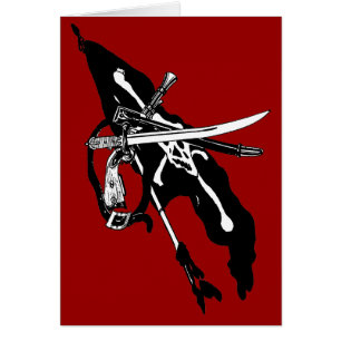 Vintage sjörövarflagga, Jolly Roger dödskalle och  Hälsningskort