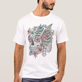 Vintage Sjukdomsblomma i skalle T Shirt