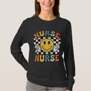 Vintage Sjuksköterska Smiley Rutig Skjorta Design_ T Shirt