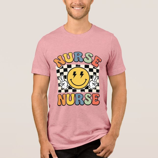 Vintage Sjuksköterska Smiley Rutig Tröja Design_1 (Framsida)