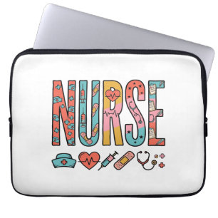 Vintage Sjuksköterska Typografi Medicinsk Ikon Trö Laptop Fodral