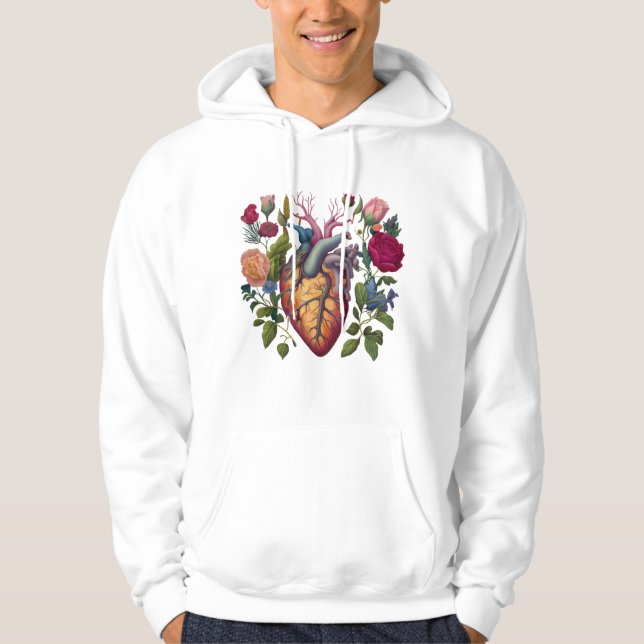 Vintage Sjukvårdsanatomi hjärtblomma doktor Hoodie (Framsida)